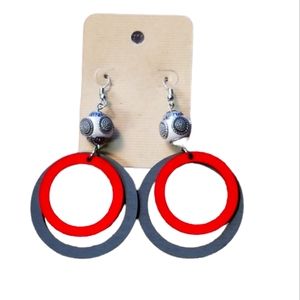 Handmade Wooden Circular Bead Earrings